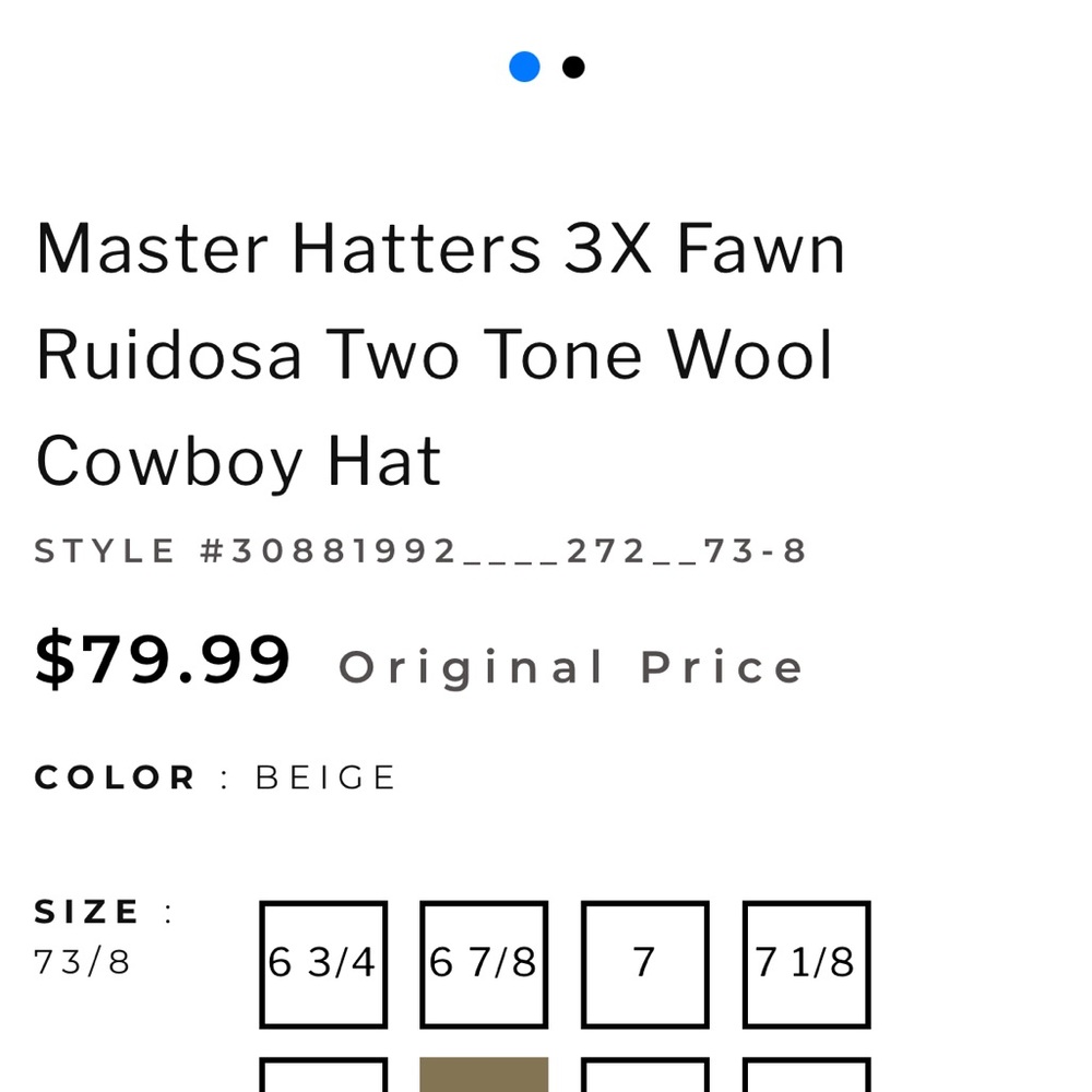 Master Hatters 3X Fawn Ruidosa Two Tone Wool Cowboy Hat - Picture 2 of 5